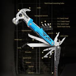 Multifuncional Garra Martelo para Camping ao ar livre, Multi Ferramentas, Faca dobrável, Alicate Multitool, Chave inglesa ajustável, Chave de fenda Bits - Image 6