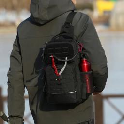 Leve mochila pesca com suporte Rod e vários bolsos, resistente à água ao ar livre pesca ombro Pack - Image 6