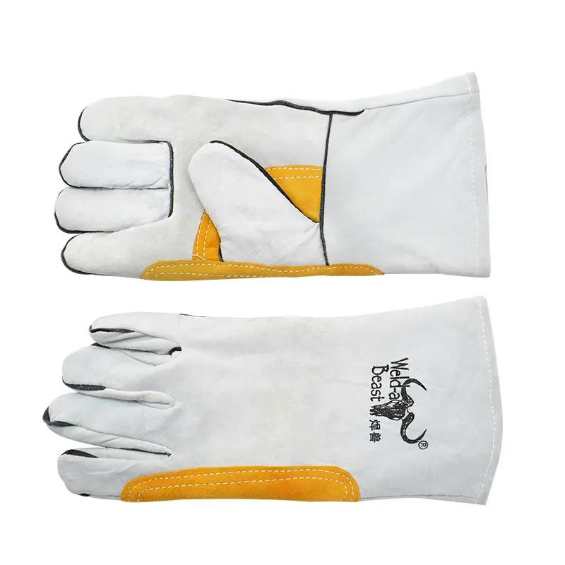 Luvas Longas De Pele De Ovelha Emendada, Equipamento De Proteção Individual, Luvas de Soldagem Anti-Escalda Anti-Escalda - Image 1