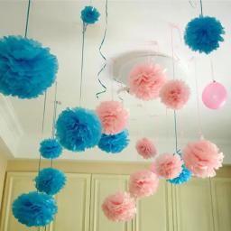 8 20 20 20cm decoração de casamento acessórios de eventos pom pom papel de tecido pompom bola suprimentos de festa babyshower decoração de festa de natal - Image 5