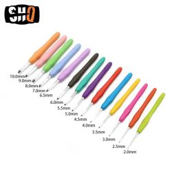 Agulhas de Crochet de alumínio com borracha macia colorida, agulhas de tricô de silicone, alças almofadadas, 2-10mm, 2024 - Image 5