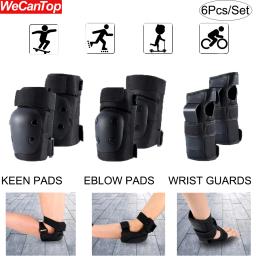 Almofadas de joelho e cotovelo para adultos e crianças, equipamento de proteção para patinação de patins, protetor de pulso, skate 6 em 1 - Image 1