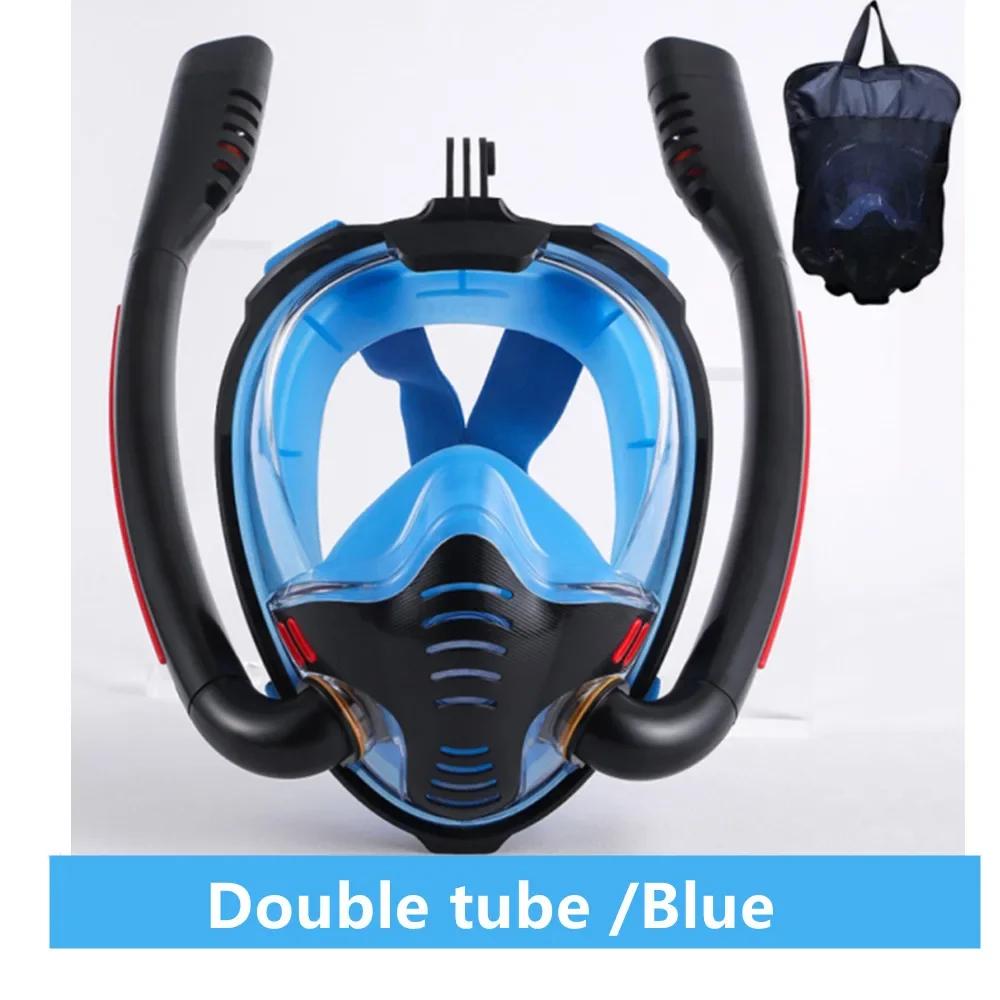 Tubo duplo Silicone Snorkeling Máscara, Full Dry Mergulho Máscara, Adulto Óculos De Natação, Auto-contido, Respiração Subaquática - Image 1