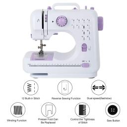 Mini máquina de costura portátil com pedal calcador, elétrico, doméstico, artesanato, conserto, overlock, iniciantes, 12 pontos - Image 4