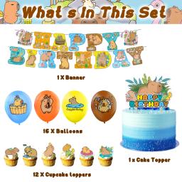 Kit de balão pastel capivara, balões de animais fofos, decorações de aniversário, fundo temático, doce aniversário - Image 2