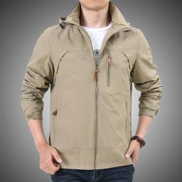 Jaquetas impermeáveis de caminhada masculinas, jaqueta tática, bolso múltiplo, com capuz, acampamento ao ar livre, casaco à prova de vento, casual, marca, primavera, outono - Image 3