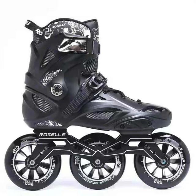 Patins de Velocidade ROSELLE RX6 com Rodas 3X110mm para Skate em Linha - Quadro Leve e Rápido para Corridas Urbanas