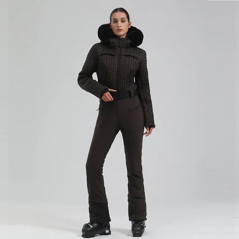 Roupas de esqui inverno com capuz suítes de esqui 2025 mulheres esportes quentes macacões de neve ao ar livre à prova dwindproof água à prova de vento snowboard agasalhos - Image 1