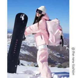 Conjunto de terno de snowboard de inverno para homens e mulheres à prova de vento à prova dwindproof água zíper fita mágica acampamento escalada jaqueta calças - Image 2