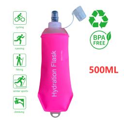 Garrafa de Água Dobrável AXEN, Frasco Macio Dobrável para Maratona, Trail Running, Jogging, Camping, Ciclismo, TPU, 500ml - Image 3