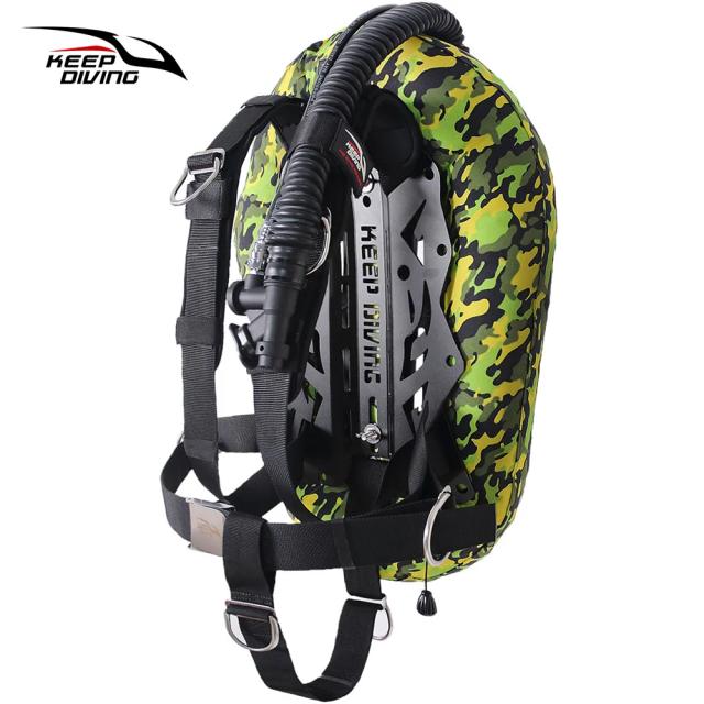 Mergulho com Estilo: BCD Backmount Donut de 30lbs para Viagem com Cilindro Único e Arnês em Camuflagem