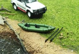 1: 64 Navio Modelo Manual Simulação Duplo Caiaque Verde Campista Aventura De Pesca Barco Inflável - Image 2