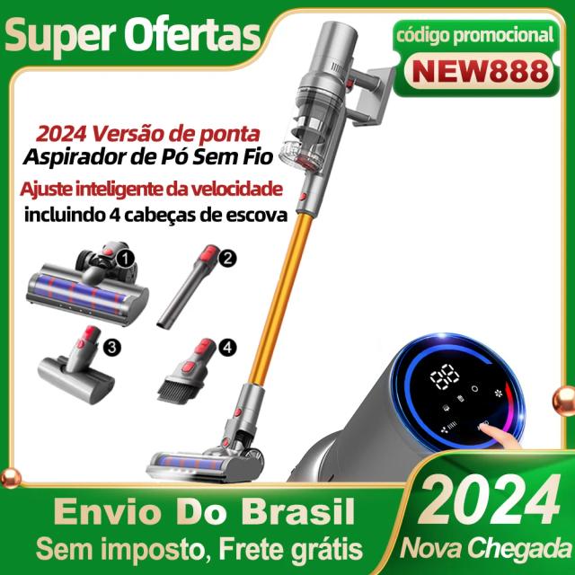 Aspirador de Pó Portátil Sem Fio ABIR VC205: Potência de 27000PA, Sensor de Poeira Inteligente e Tela de Toque LED