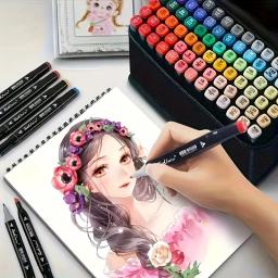 24/48/80 cores conjunto de canetas marcadoras de arte oleosa para desenhar esboçar de cabeça dupla marcadores à base de ponta oleosa graffiti mangá escola arte suppli - Image 5