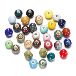 Moda contas de cerâmica para fazer jóias, 6/8/10mm, grande buraco, espaçador artesanal, solto, porcelana, acessórios, 50pcs - Image 1