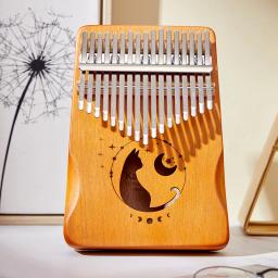 17 teclas kalimba cor gradiente design polegar piano mogno corpo de madeira instrumentos musicais com aprendizagem livro afinação martelo - Image 1