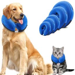 Colar inflável do cone do animal de estimação do colar macio do cone do cão do colar de elizabetano para cães grandes pequenos gatos e-collar para a recuperação da cirurgia dos cães - Image 1