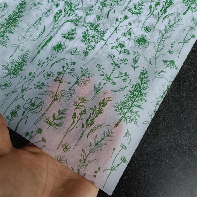 Papel de Embrulho Botânico Verde para Festas e Aniversários - 14x20 cm