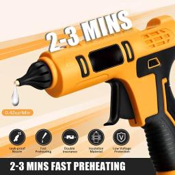 Pistola de cola quente portátil elétrica sem fio, Reparar ferramenta DIY, soldagem a quente, bocal anti-escaldante com 10 varas para Dewalt - Image 6