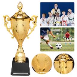 Troféu Plástico Dourado com Tampa Vencedores, Troféu para Vencedor, Crianças e Adultos, Basquete e Futebol, 8.5" - Image 3