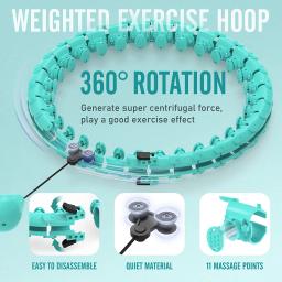 Aro de fitness ponderado para adultos e crianças, nós destacáveis, perda de peso abdominal, massagem abdominal 2 em 1 - Image 3
