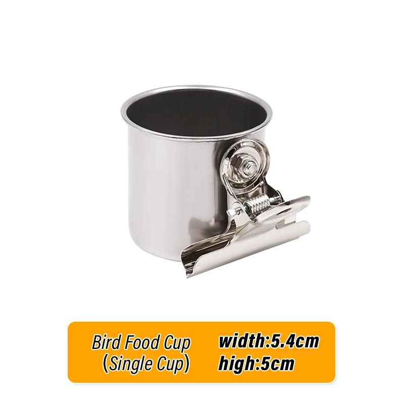 Copos duplos de alimentação de pássaros em aço inoxidável Papagaio gaiola Stand, Bird Feeder Box, Copos de papagaio Recipiente para comida e água - Image 1