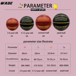 WADE-Bola de basquete original para crianças e adultos, bola de borracha ao ar livre, bola de treinamento, tamanho 7 - Image 6