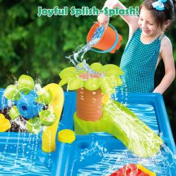 Summer Beach Water Table para crianças, mesa ao ar livre, chuveiros de chuva, Splash Pond Toys, atividade sensorial, mesa de areia, 4 em 1, 24 pcs - Image 4