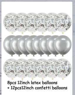 Conjunto de balões de látex prateados de 20 peças adequado para festas de aniversário, cerimônias de casamento e decorações de formatura - Image 2