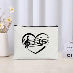 Music Note Saco Cosmético para Mulheres, Necessidades de Viagem, Perfume, Batom Organizador, Bolsa de Lona, Kawaii Maquiagem Case, Acessórios de Moda - Image 2