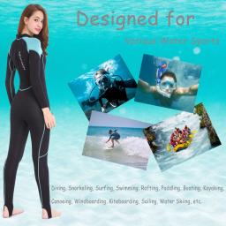 Ternos molhados de neoprene de 2mm das mulheres wetsuit de corpo inteiro para mergulho snorkeling surf natação canoagem em água fria cinta de zíper de volta - Image 6