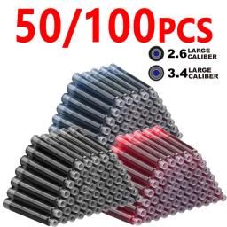 50/100 peças cartuchos de tinta para caneta tinteiro preto azul vermelho conjunto de cartuchos de tinta de recarga de 2.6/3.4mm diâmetro do furo de alta qualidade - Image 1