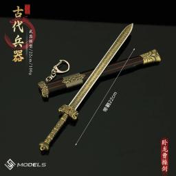 Arma chinesa antiga de 8.66 polegadas, série da dinastia tang, espada horizontal, modelo crsft de liga com bainha, brinquedos colecionáveis de faca de dragão - Image 6