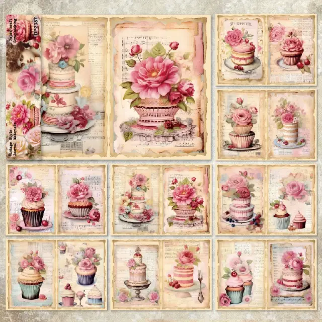 Cartões Panalisa Craft Vintage para Scrapbooking - Pacote com 8 Folhas A5 Leves Ideais para Bolo de Copo