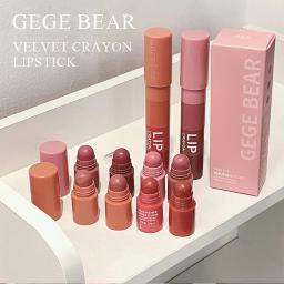 Gege Bear Velvet Matte Crayon Lipstick, impermeável, antiaderente, minúsculo batom, maquiagem super stay, rosa vermelha, desgaste longo, 4 em 1 - Image 3