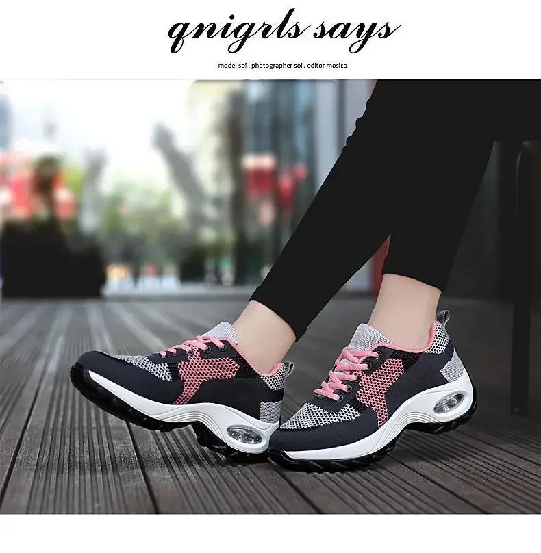 Tenis mulher tênis almofada de ar sapatos caminhada respirável ginásio sapatos de corrida para mulher rendas até plataforma esporte sapato tenes feminino - Image 1