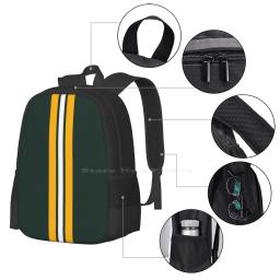 Mochila de faculdade para estudante universitário adolescente, Green Bay Futebol Padrão Design, Yellow Sports Team, Player Game, Mulheres - Image 4