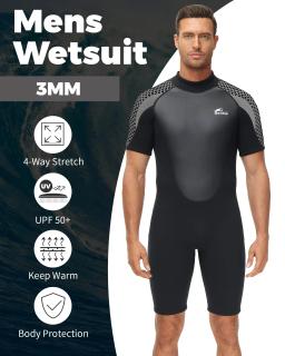 Roupa de mergulho shorty para homens, 3mm, para mergulho, surf, natação e esportes aquáticos, neoprene, pesca submarina, peça única - Image 2