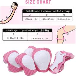 Almofadas de pulso ajustáveis do cotovelo do joelho da proteção dos esportes das crianças de 6 pces para crianças de 3-7 anos, patinação do rolo, patinação, ciclismo - Image 6
