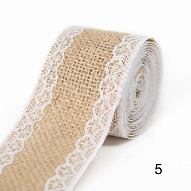 Rolo de Serapilheira de Juta Natural de 2m x 5cm com Laço Rústico Vintage para Decoração de Casamento e Artesanato DIY