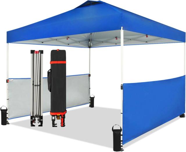 Barraca Dossel 10x10 com Tela Revestida em Prata 150D, Acompanhada de 2 Meias Paredes, Cordas, Estacas e Sacos de Peso
