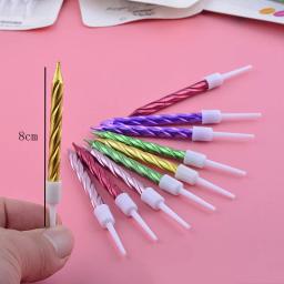 Tópico Cor Velas De Aniversário Com Suporte, Bolo De Vela, Fontes Do Partido Do Evento, Decoração Do Casamento, 10Pcs por Conjunto - Image 2
