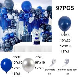 Kit De Arco De Garland De Látex Balão, Festa De Aniversário, Casamento, Graduação, Decoração De Chuveiro De Bebê, Azul Royal e Prata - Image 2
