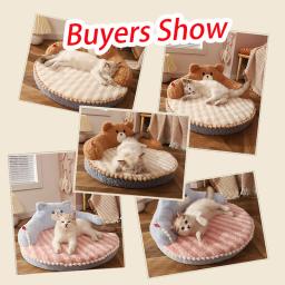 Almofada para animais de estimação com travesseiro, aconchegante ninho de gato, canil, cama lavável, produtos para cães e gatos pequenos, inverno - Image 2