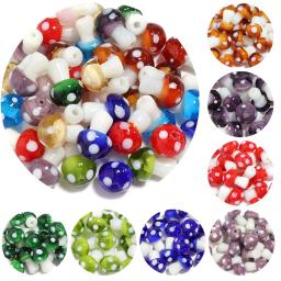 Contas de vidro artesanais coloridas para artesanato DIY, lampwork, bonito, cogumelo, ornamento fazendo, encontrando, 10pcs, lote, 14-20mm - Image 1