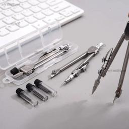 Conjunto de compasso de metal para desenho engenharia círculo design instrumento ferramenta escritório escola estudante desenho com caixa lápis chumbo - Image 5
