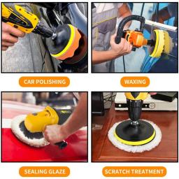 Auto-adesivo CarPolishing Disc, Lustro Esponja De Enceramento, Roda De Lã, Almofada De Polimento Para Polidor De Carro, Adaptador De Broca, 3 ", 5", 7 ", 8Pcs, Conjunto - Image 6