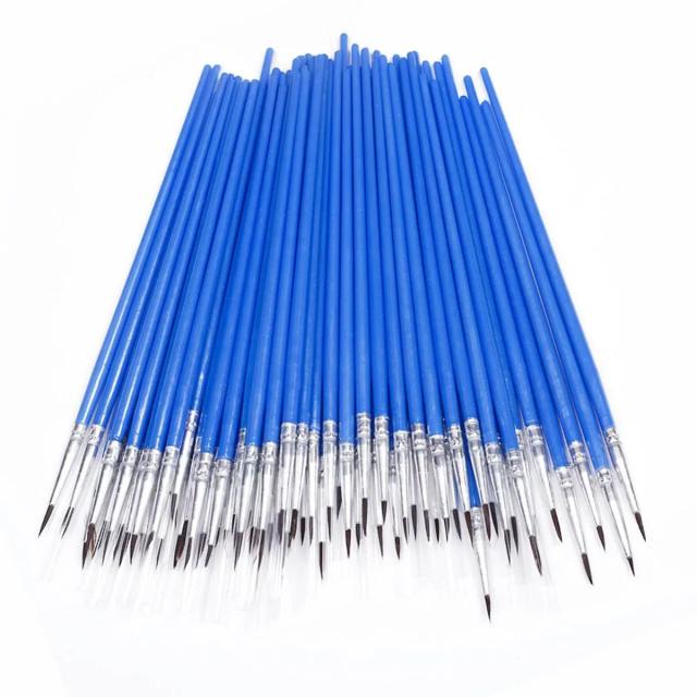 Conjunto de 50 Pincéis de Pintura Plana para Detalhes e Adereços Essenciais em Arte