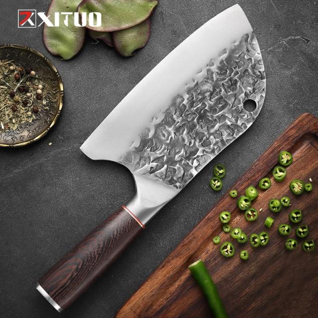 Cutelo Artesanal Xituo: Faca do Chef em Aço Carbono para Cortar Carnes com Precisão na Cozinha