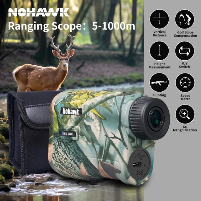 Nohawk Telêmetro a Laser de Golfe 600m/1000m Camuflagem/Preto